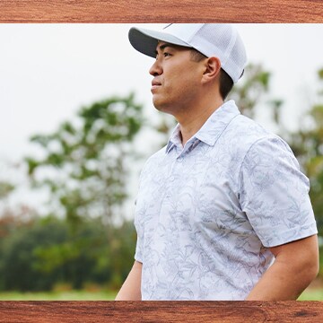 An image of a golfer wearing TravisMathew golf apparel.